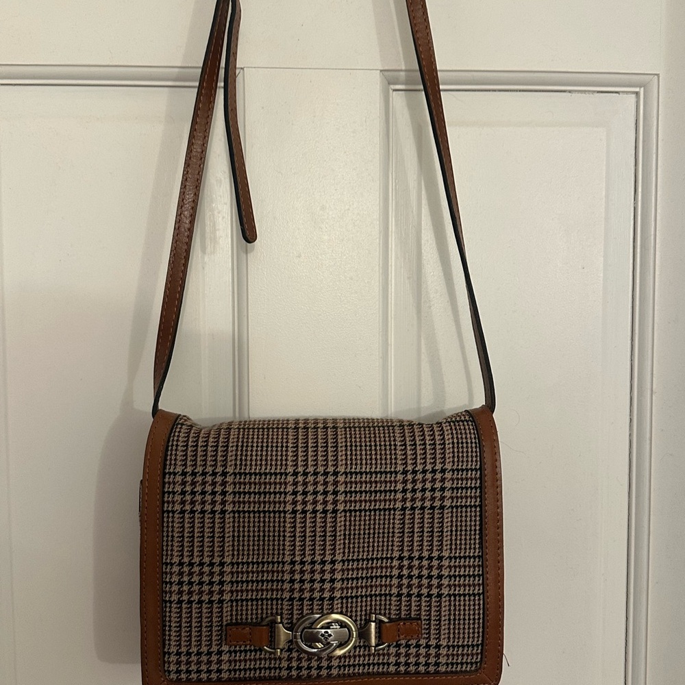 Plaid Brown Shoulder Bag